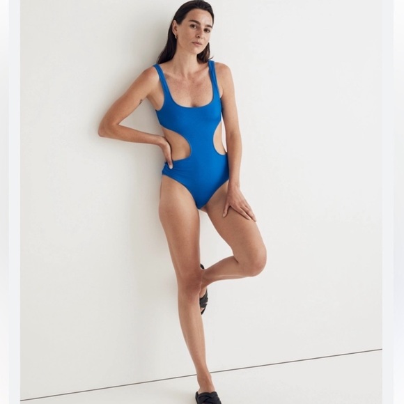 NWT Solid & Striped The Sarah Ribbed Azure Blue One Piece Bathing Suit Size XL - Picture 2 of 15